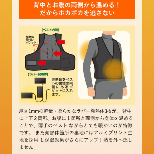 Kuchofuku Warming Vest NC-504 - Heated sleeveless garment - Japan Trend Shop